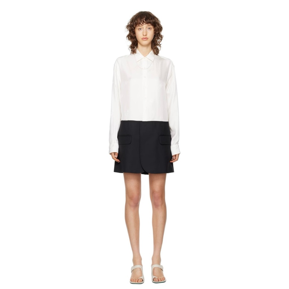 MM6 MAISON MARGIELA Off-White & Black Spliced Minidress Sz.S